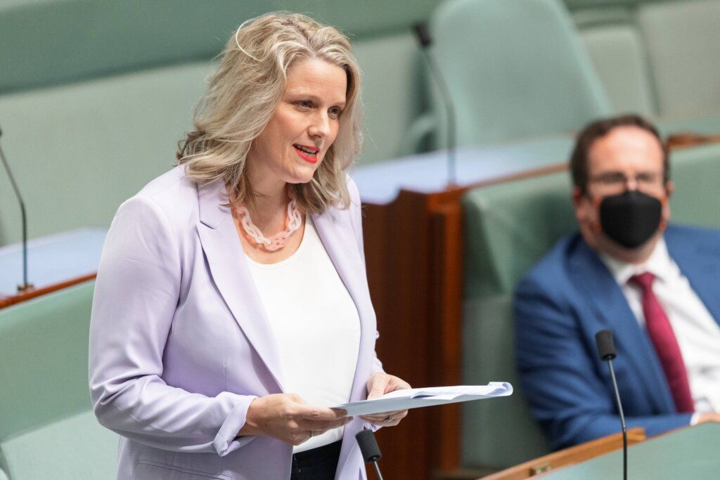 Australia's first Cyber Security Minister, Clare O'Neil standing in parliament